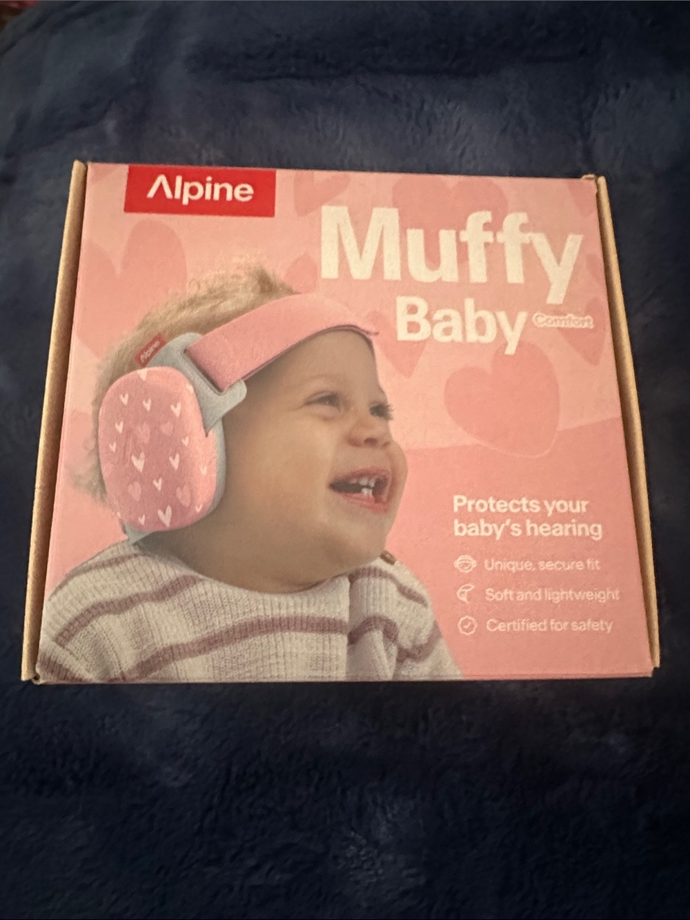 Alpine Muffy Baby Headphones - Pink with White Hearts